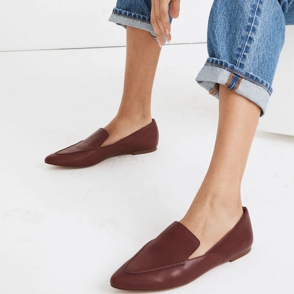 Madewell The Frances Skimmer in Pinot Noir Wine Red Leather Loafers Size 8.5 - Picture 5 of 11